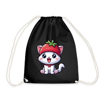 Chat fantaisiste avec fraise et chapeau aux fruits sucrés - Sac de sport léger - noir - Devant