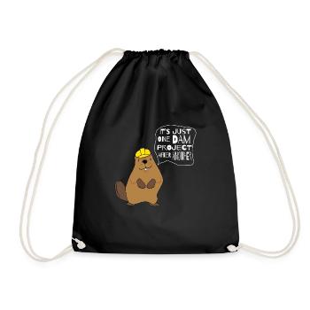 It ́s Just One Dam Beaver Cartoon Kids - Drawstring Bag - black - Front