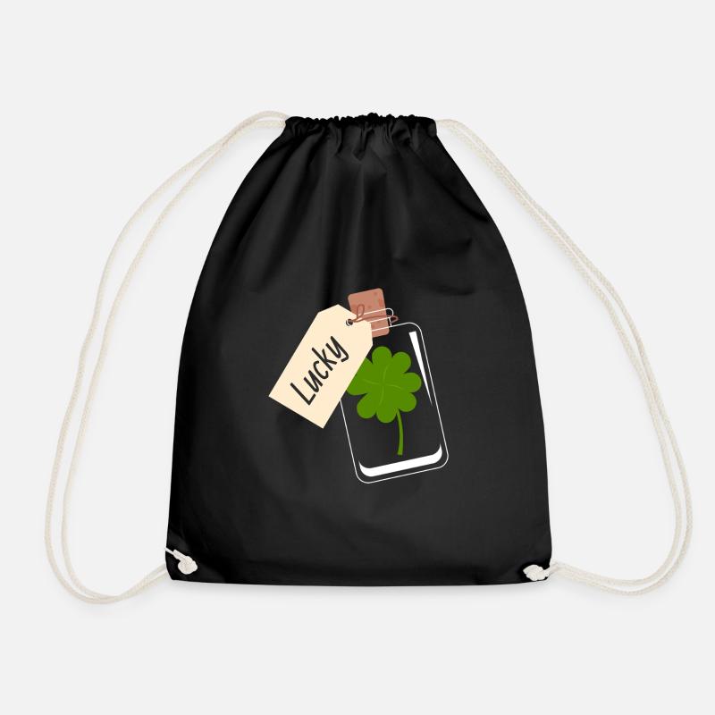 Lucky Shamrock St Patrick's Day - Drawstring Bag - black