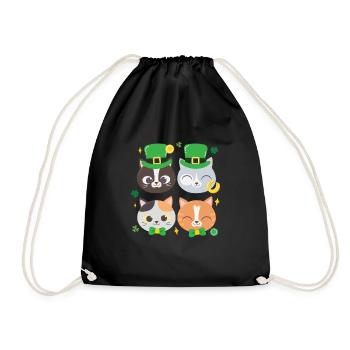 Cat Kitten St Patrick's Day - Drawstring Bag - black - Front