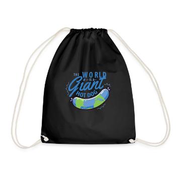 The world is a giant hot dog - Drawstring Bag - black - Front