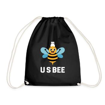 USBEE Biene Mit USB Stick - Turnbeutel - Schwarz - Vorne