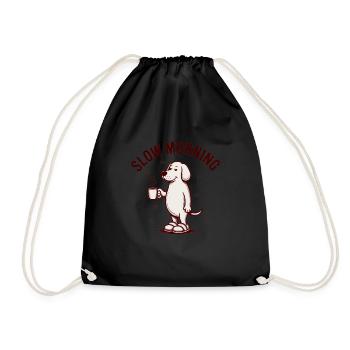 Slow Morning Coffee Dog - Drawstring Bag - black - Front