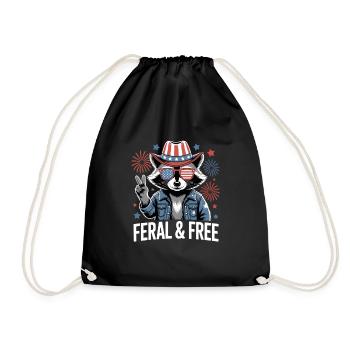 Raton laveur patriotique sauvage et libre - Sac de sport léger - noir - Devant