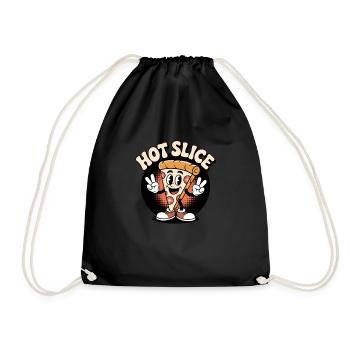 Hot Slice Pizza Retro Cartoon - Turnbeutel - Schwarz - Vorne