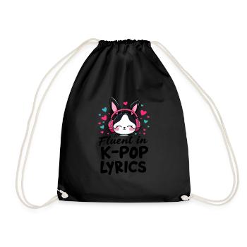 Fluent In K-Pop Süßer Hase Häschen - Turnbeutel - Schwarz - Vorne