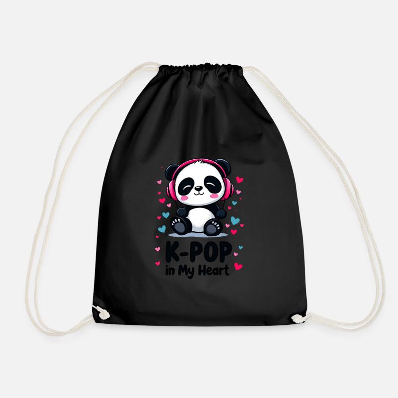 K-Pop in My Heart Süßer Panda - Turnbeutel - Schwarz