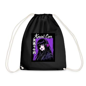 Cyberpunk Fille Kawaii Core - Sac de sport léger - noir - Devant