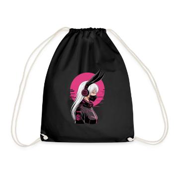 Futuristic Cyberpunk Girl - Drawstring Bag - black - Front