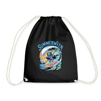 Summerween Halloween Geist Surfer - Turnbeutel - Schwarz - Vorne