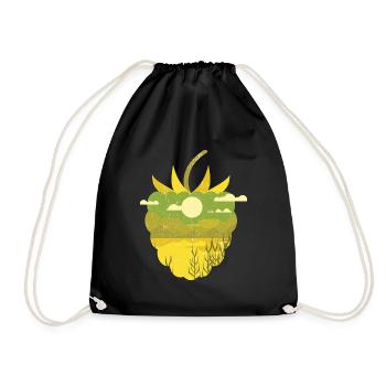 Vintage panoramic raspberry - Drawstring Bag - black - Front