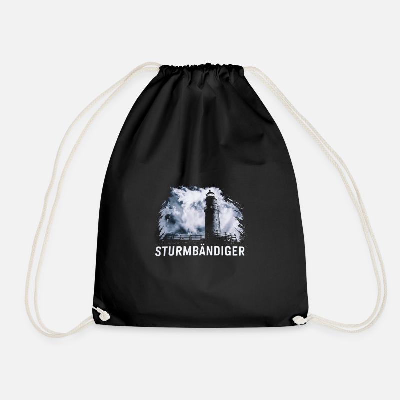 Sturmbändiger Leuchtturm Norddeutschlands Mystik - Turnbeutel - Schwarz
