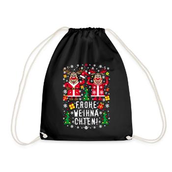 207 Deer Rudolph Rudolphine Merry Christmas - Drawstring Bag - black - Front
