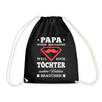 Bester Papa und wahrer Held, Vater Tochter Vorbild - Turnbeutel - Schwarz - Vorne