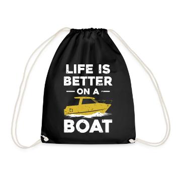 Life Is Better On A Boat - Drawstring Bag - black - Front