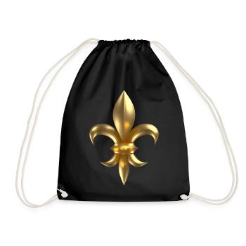 Fleur de Lys / Fleur de Lis 3D Gold Look - Drawstring Bag - black - Front