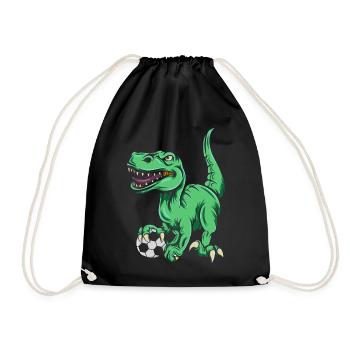 T-Rex Dinosaur Trex Dino Football - Drawstring Bag - black - Front