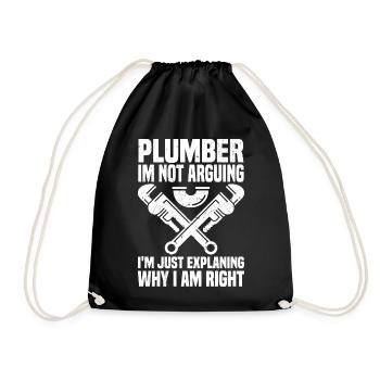 Funny Plumber Sayings | Artisan Gift Idea - Drawstring Bag - black - Front