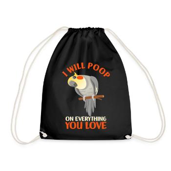 Cockatiel Pet Birds | Bird Gift Idea - Drawstring Bag - black - Front
