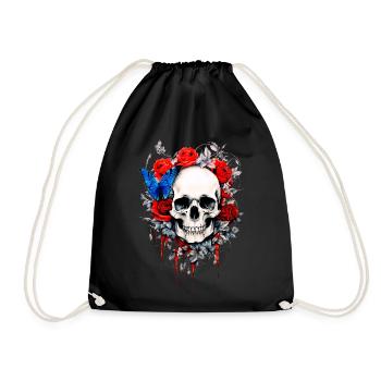 Crâne avec des roses - Sac de sport léger - noir - Devant