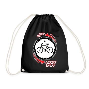 HEY HO - BICYCLE - LET'S GO! - Drawstring Bag - black - Front