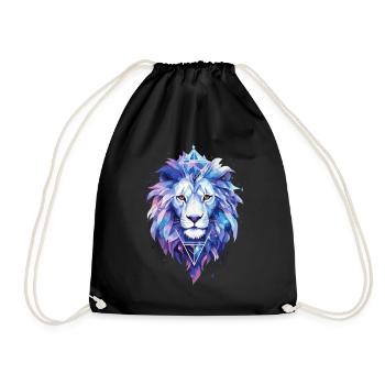 Lion, Lion's Head, Animal, Geometric, Colorful, Art, Motif - Drawstring Bag - black - Front