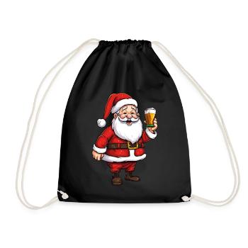 Santa Claus Alcohol Beer Mulled Wine Liquor Cheers - Drawstring Bag - black - Front