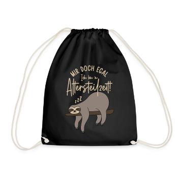 Faultier Mir doch egal Ich bin in Altersteilzeit - Turnbeutel - Schwarz - Vorne