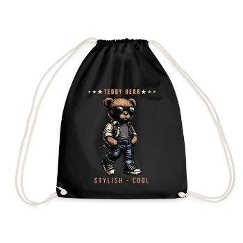 Teddy Bear Stylish und Cool - Turnbeutel - Schwarz - Vorne