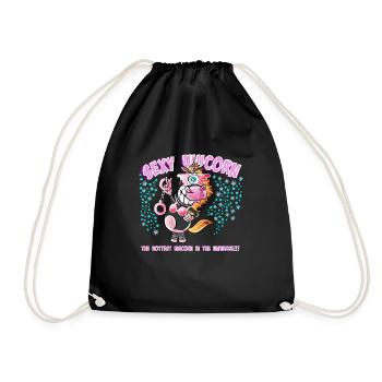Sexy Unicorn, sharp unicorn with panties and bra - Drawstring Bag - black - Front