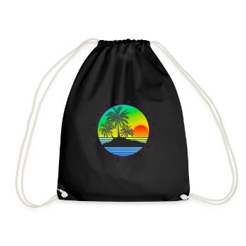 Beautiful island image with sunrays. Holiday motif - Drawstring Bag - black - Front