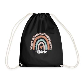 Athlete Rainbow Leopard Funny Athlete Appreciation - Drawstring Bag - black - Front