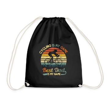 Bicycle Father Father's Day Gift - Drawstring Bag - black - Front