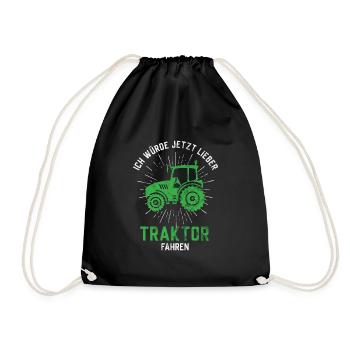 Landwirt Bauer Traktor Fahren Geschenkidee - Turnbeutel - Schwarz - Vorne