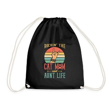 Cats mother and aunt - Drawstring Bag - black - Front
