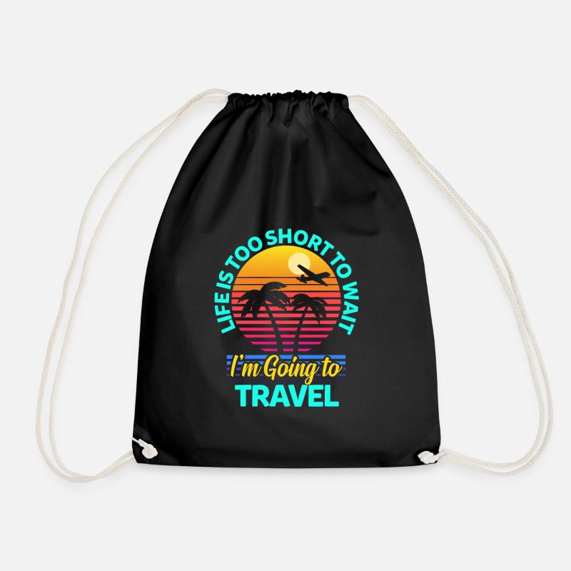 Travel travel - Drawstring Bag - black