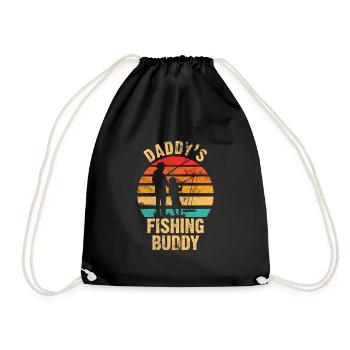 Fishing angler father and son gift - Drawstring Bag - black - Front