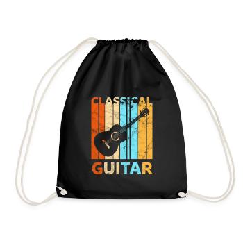 Klassische Gitarre - Turnbeutel - Schwarz - Vorne