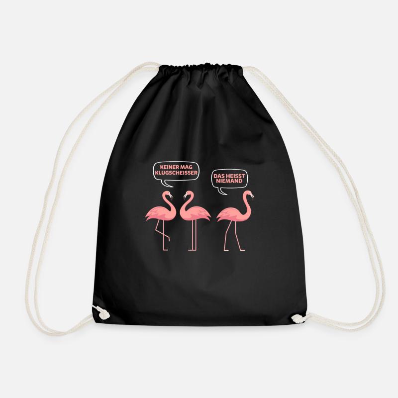 Flamingo lustiges Shirt - Turnbeutel - Schwarz