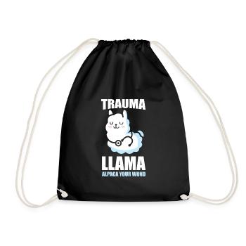 Alpaka Trauma Llama lustiges Geschenk - Turnbeutel - Schwarz - Vorne