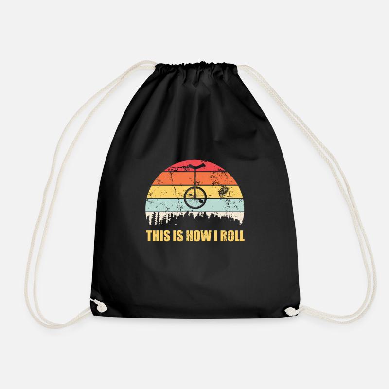 unicycle - Drawstring Bag - black