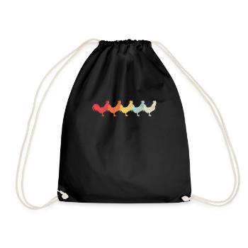 Chicken chickens retro - Drawstring Bag - black - Front