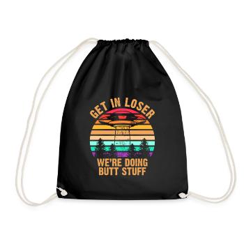Alien - Außerirdischer Galaxie Lustiges Geschenk - Turnbeutel - Schwarz - Vorne