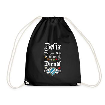 Zefix Wo Zum Deifi Is Mei Dirndl Spaß - Turnbeutel - Schwarz - Vorne