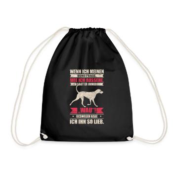 Hund Hunde witziger Spruch - Turnbeutel - Schwarz - Vorne