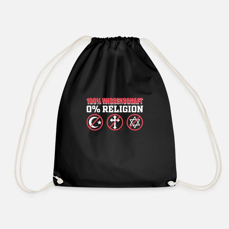 Atheist 100% Wissenschaft 0% Religion - Turnbeutel - Schwarz