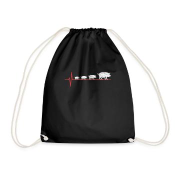 Cochon amour animal - Sac de sport léger - noir - Devant
