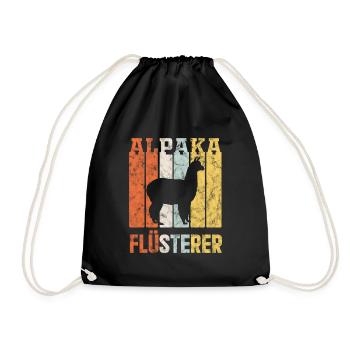 Alpaka Flüsterer Tier Geschenk - Turnbeutel - Schwarz - Vorne