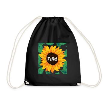 Zefix Sonnenblume - Turnbeutel - Schwarz - Vorne