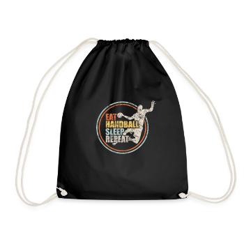 Handball Handballer Retro Geschenk - Turnbeutel - Schwarz - Vorne
